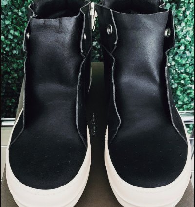 RICK OWENS SS15 ISLAND DUNK BLACK LEATHER SNEAKERS EU46(NEW)