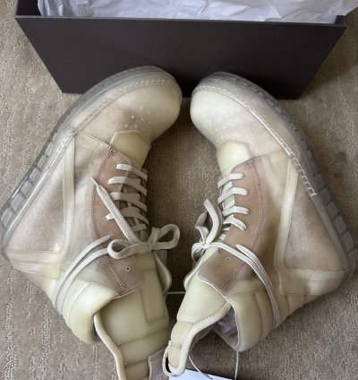 RICK OWENS SS23 EDFU GEOBASKET TRANSPARENT COW LEATHER