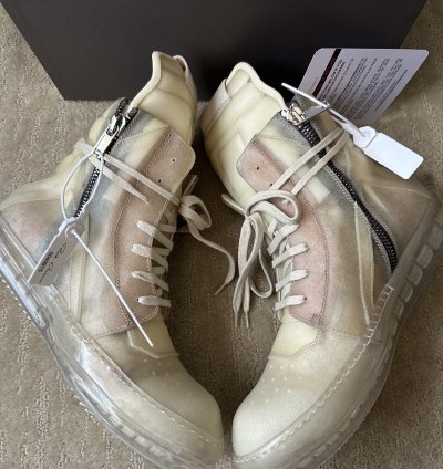 RICK OWENS SS23 EDFU GEOBASKET TRANSPARENT COW LEATHER