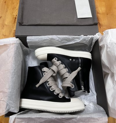 Rick Owens SS23 EDFU Leather Jumbo Laces Sneakers New 42