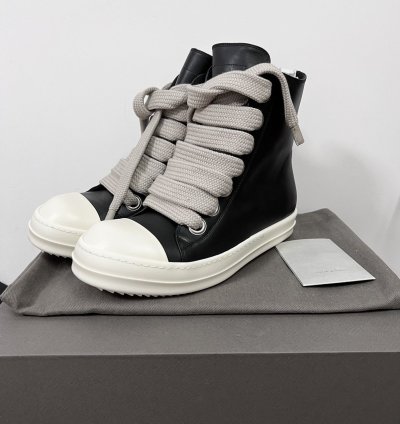 Rick Owens SS23 EDFU Leather Jumbo Laces Sneakers New 42