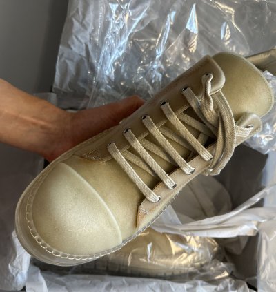 RICK OWENS SS23 EDFU LOW SNEAKS IN TRANSPARENT COW LEATHER