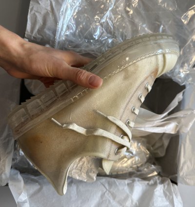 RICK OWENS SS23 EDFU LOW SNEAKS IN TRANSPARENT COW LEATHER