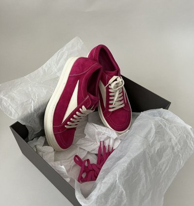 Rick Owens SS23 Edfu Vintage Hot Pink Suede Sneakers