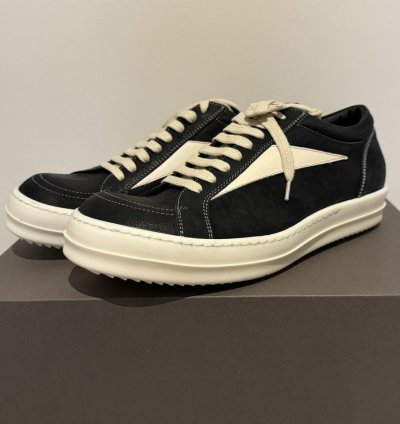 Rick Owens SS24 Lido Vans Vintage Sneaks (Black Milk)