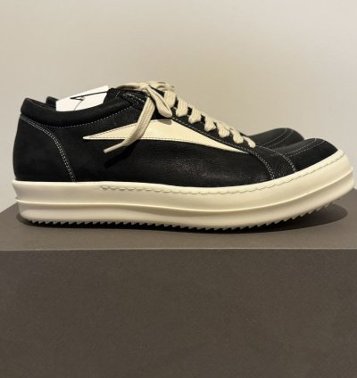 Rick Owens SS24 Lido Vans Vintage Sneaks (Black Milk)