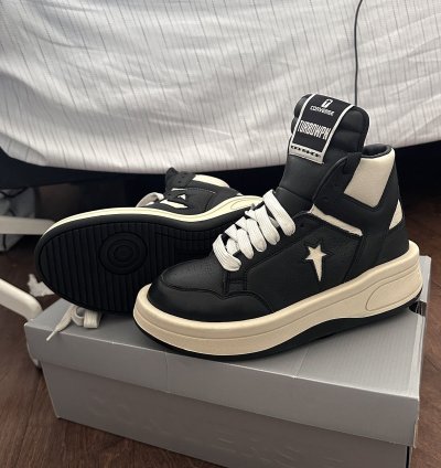 Rick Owens TURBOWPN Converse shoes in Black Cloud Cream