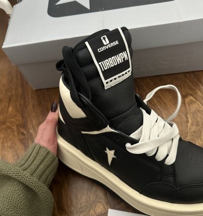 Rick Owens TURBOWPN Converse shoes in Black Cloud Cream