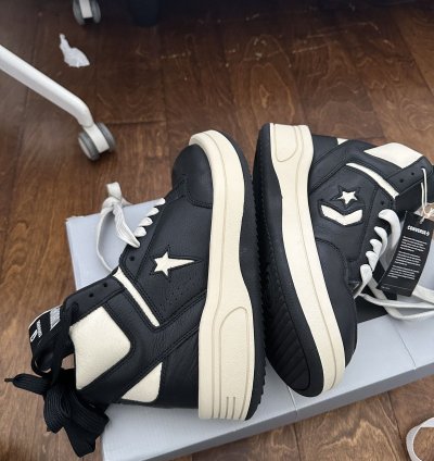 Rick Owens TURBOWPN Converse shoes in Black Cloud Cream