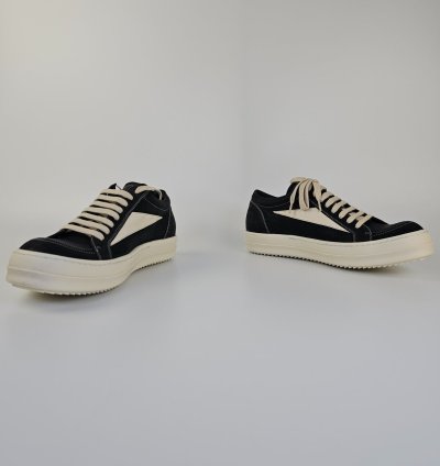 Rick Owens Vintage Black Grained Leather Sneakers New 43 5