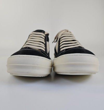 Rick Owens Vintage Black Grained Leather Sneakers New 43 5