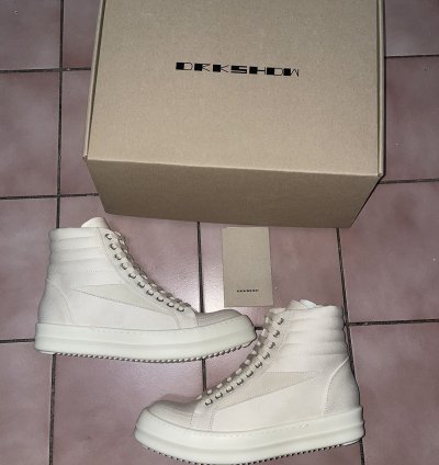 Rick Owens Vintage High Lido doeskin vans sneakers milk