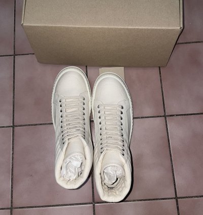 Rick Owens Vintage High Lido doeskin vans sneakers milk