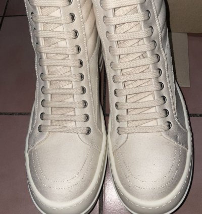 Rick Owens Vintage High Lido doeskin vans sneakers milk