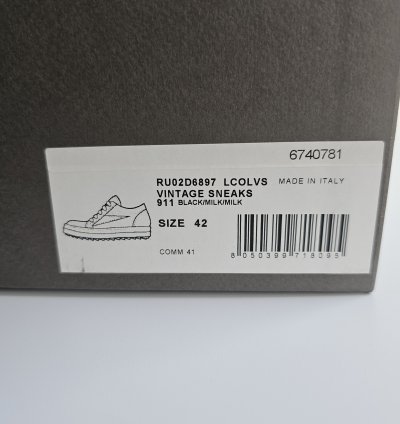 Rick Owens Vintage Porterville Black Sneakers New 42