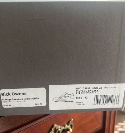 Rick Owens Vintage Sneakers in Black Milk