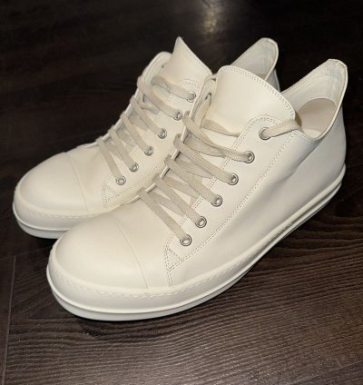 Rick Owens White Low Top Leather Sneakers 10 US