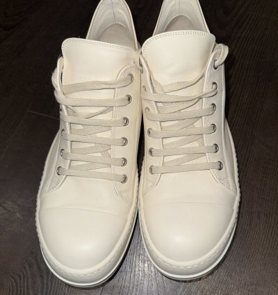 Rick Owens White Low Top Leather Sneakers 10 US