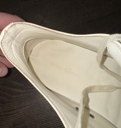 Rick Owens White Low Top Leather Sneakers 10 US