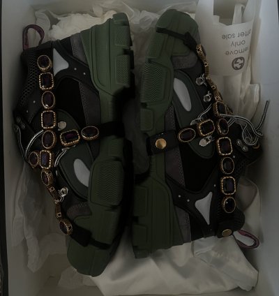 SEND OFFERS Gucci Flashtrek SEGA Green Removable Crystals