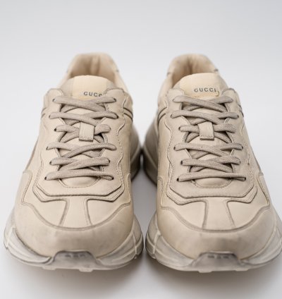size 11G - Gucci Rhyton Distressed Sneaker Ivory Leather