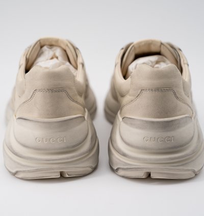 size 11G - Gucci Rhyton Distressed Sneaker Ivory Leather