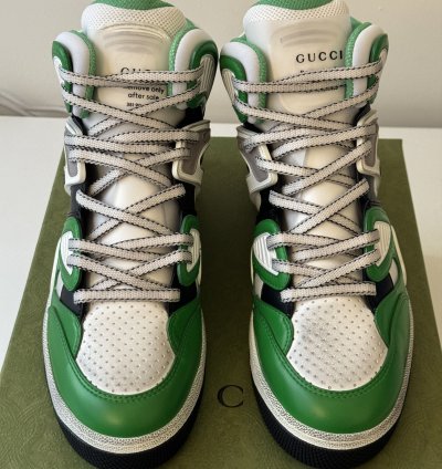 sz 9G - Gucci Basket Green Black White High top sneakers