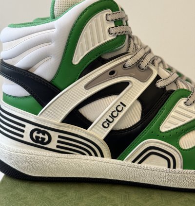 sz 9G - Gucci Basket Green Black White High top sneakers