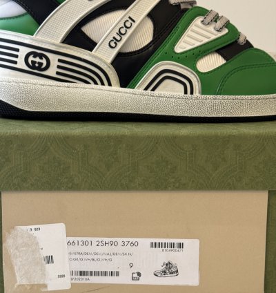 sz 9G - Gucci Basket Green Black White High top sneakers