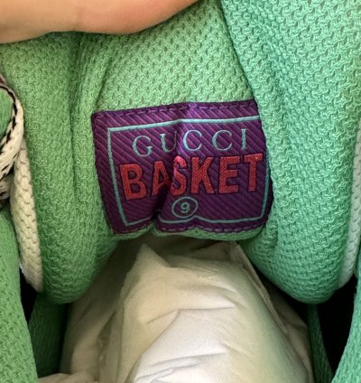 sz 9G - Gucci Basket Green Black White High top sneakers