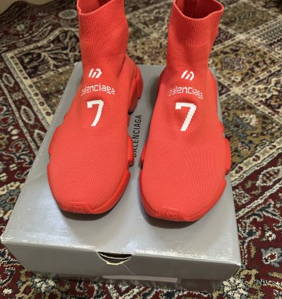 Unworn Balenciaga Red Speed Trainers in Size 44