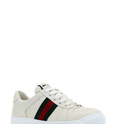 White Leather Screener Sneakers