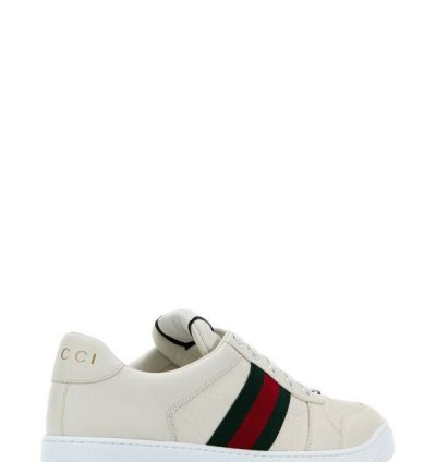 White Leather Screener Sneakers