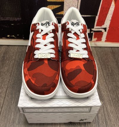 2018 Bape Color Camo Bapesta M2 Low Red White