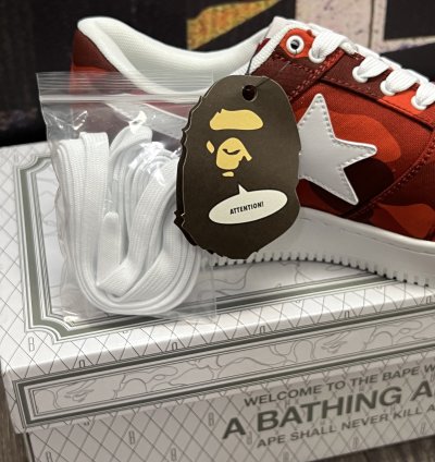 2018 Bape Color Camo Bapesta M2 Low Red White