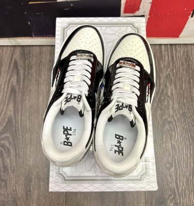 2021 Bape Bapesta Low M1 Color Block Shark Face Black White