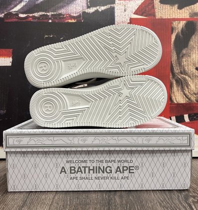 2021 Bape Bapesta Low M1 Color Block Shark Face Black White