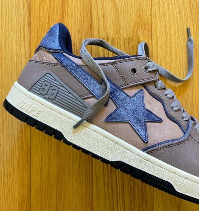 2022 Bape Sk8Sta Low Top Denim Brown Sneakers