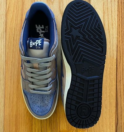 2022 Bape Sk8Sta Low Top Denim Brown Sneakers