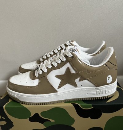 2023 Bathing Ape Patent Leather Khaki Bape Bapesta Size 13