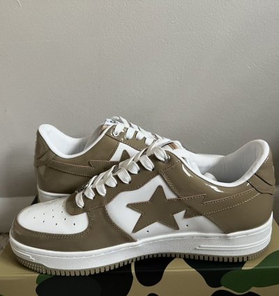 2023 Bathing Ape Patent Leather Khaki Bape Bapesta Size 13