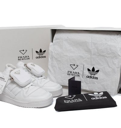 ADIDAS PRADA RE-Nylon Forum Low White Sneakers