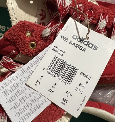 Adidas Samba Wales Bonner Red Men Sneakers US9 5