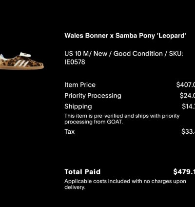 Adidas Wales Bonner Samba Pony in Leopard
