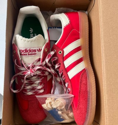 Adidas Wales Bonner Samba red panneled sneakers size 42