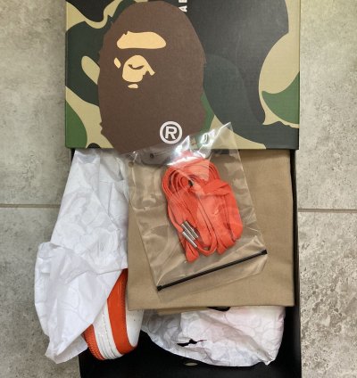 Bape bapesta patent leather orange white