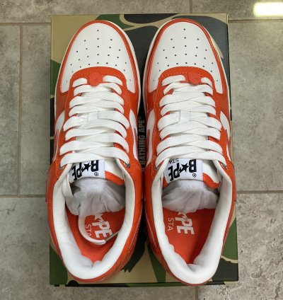Bape bapesta patent leather orange white