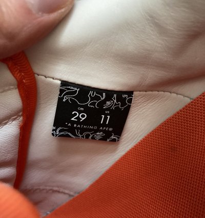 Bape bapesta patent leather orange white