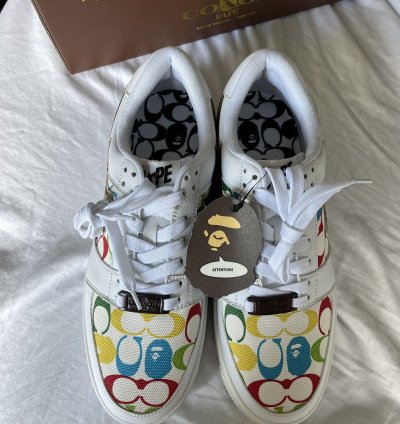 Bape Coach Bapesta White Multi
