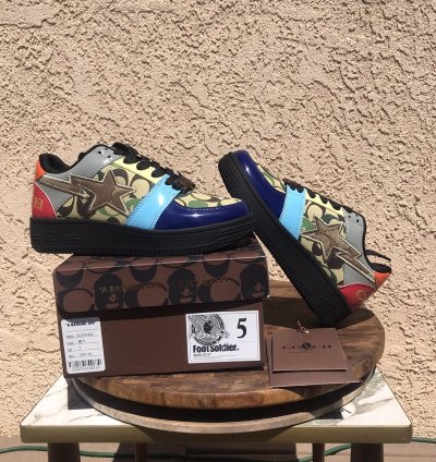 Bape Coach rainbow bapesta size 5